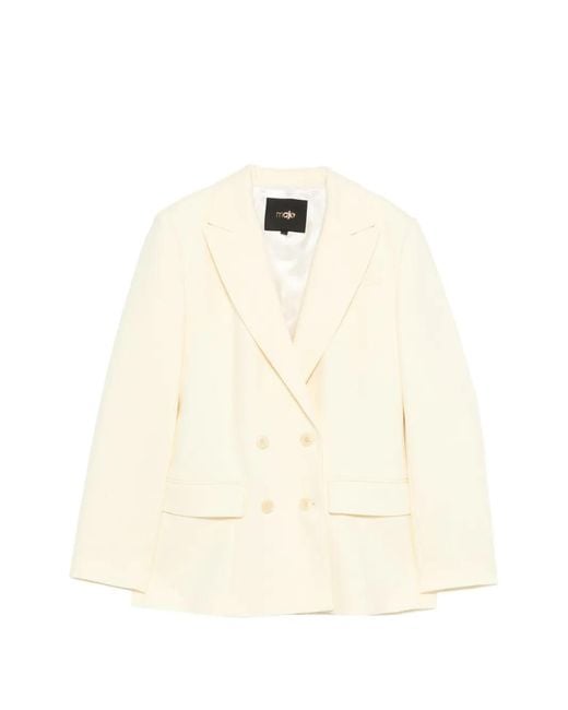 Maje Natural Double-Breasted Suit Jacket