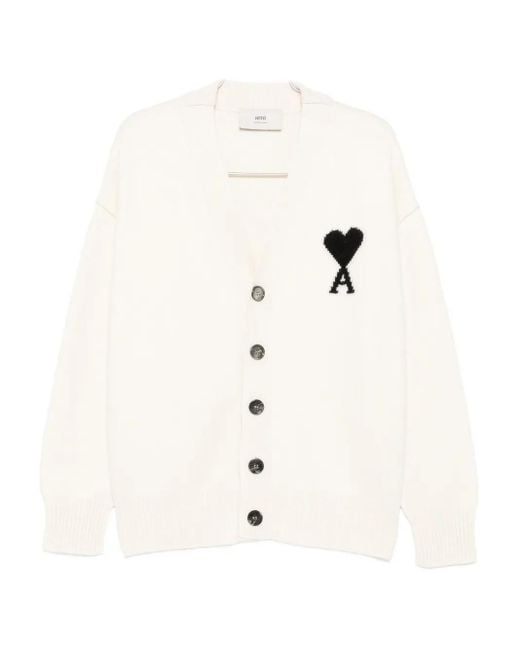 AMI Wollen Vest Met Logo in het Natural