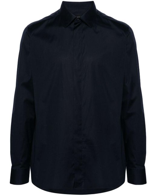 Zegna Blue Classic-collar Poplin Shirt for men
