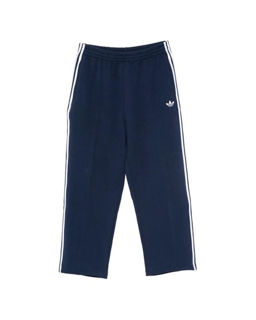 Adidas Blue Logo-Embroidered Side-Stripe Track Pants for men