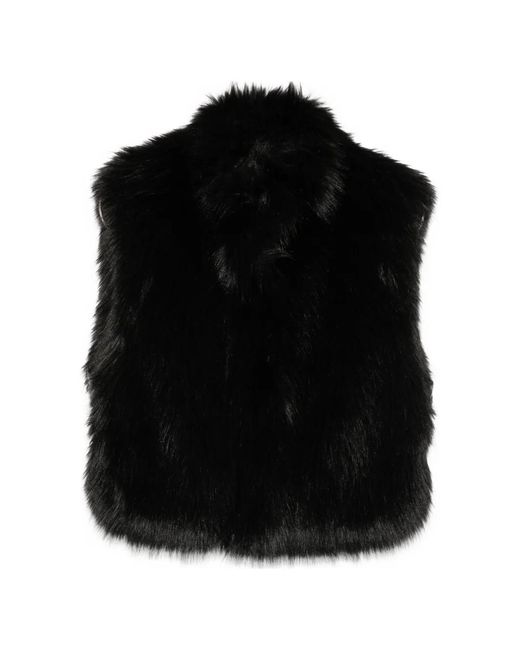 Patrizia Pepe Black Faux-Fur High-Neck Gillet