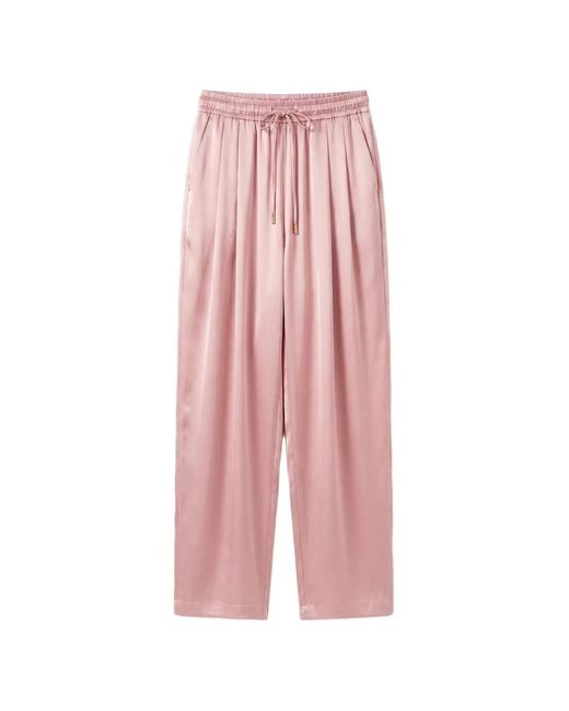 Danamé Pink Drawstring Satin-Finish Trousers