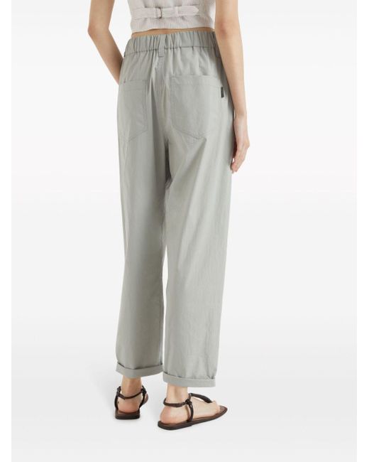 Brunello Cucinelli Gray Lightweight Baggy Pants With Shiny Tab