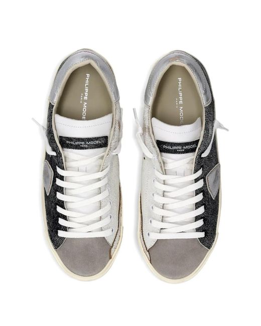 Philippe Model White Prsx Low Metallic Panel Sneakers for men