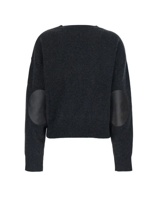 Grifoni Blue Elbow-Patch Long-Sleeve Sweater