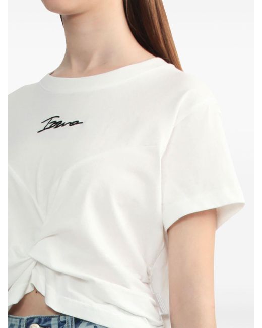 Izzue White Twist-detail Cotton T-shirt
