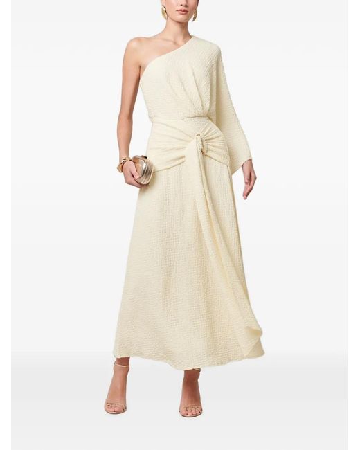Savel Natural Ellie One-Shoulder Knotted-Waist Midi Dress