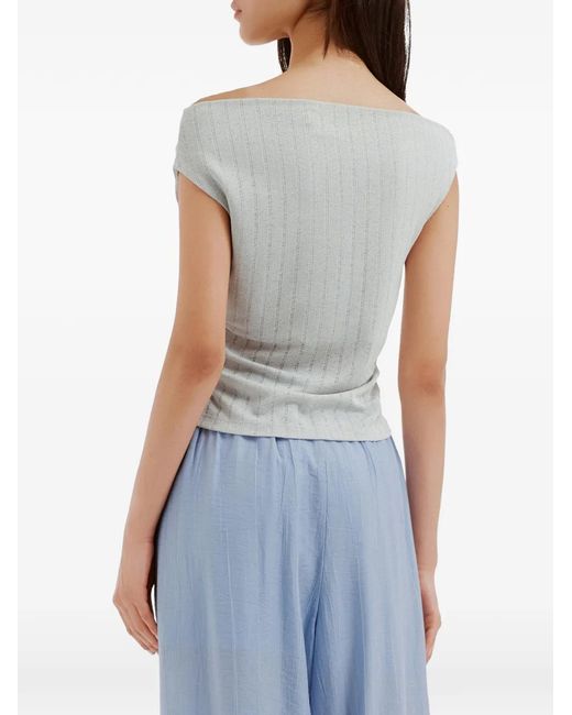 B+ AB White Cat-Print Ruched T-Shirt