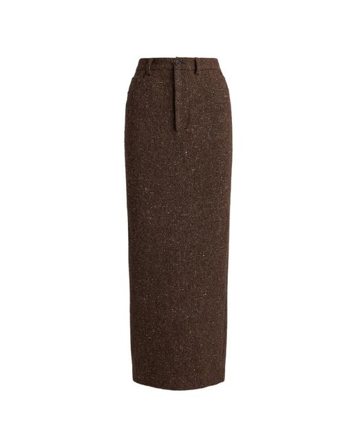 Polo Ralph Lauren Brown Tweed-Effect Five-Pocket Maxi Skirt