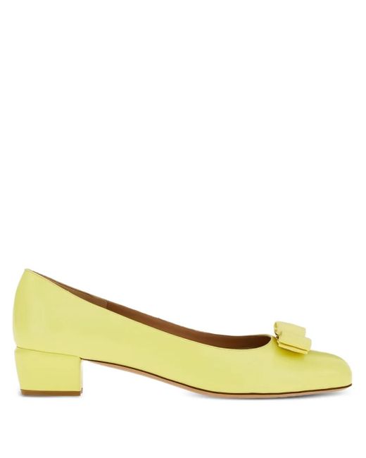 Ferragamo Yellow Leather Ballet Flats