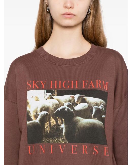 Sky High Farm Brown Graphic-Print Sweater