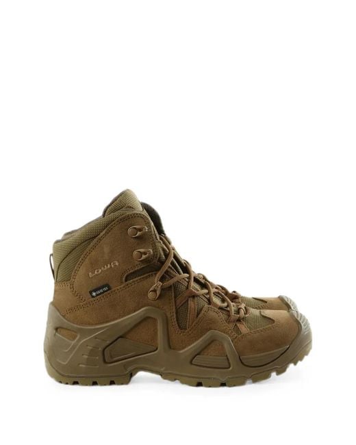 Lowa Brown Logo-Embroidery Boots