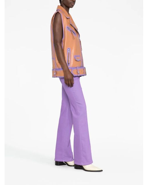 Stand Studio Pink Contrast-Trim Leather Vest
