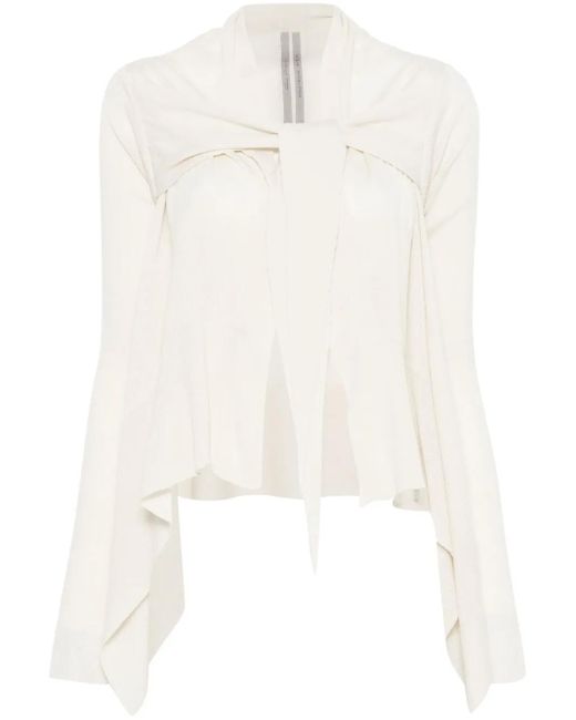 Rick Owens White Virgin Wool Cardigan