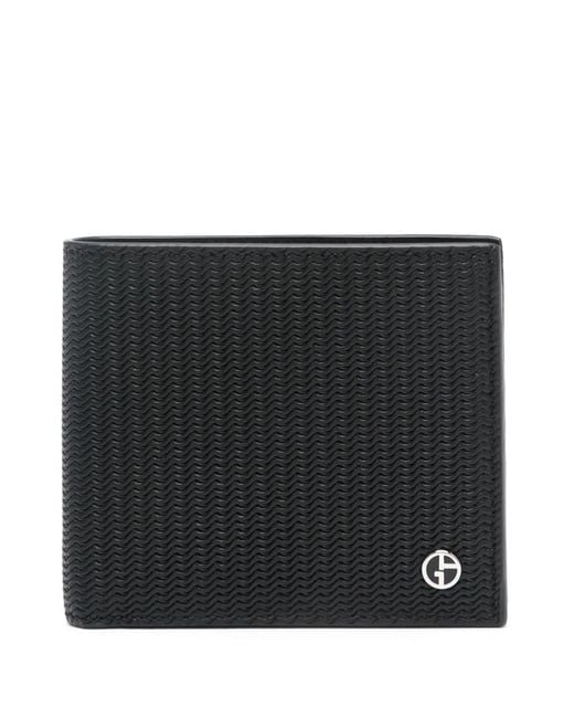 Giorgio Armani Black Wavy-Embossed Bi-Fold Wallet for men