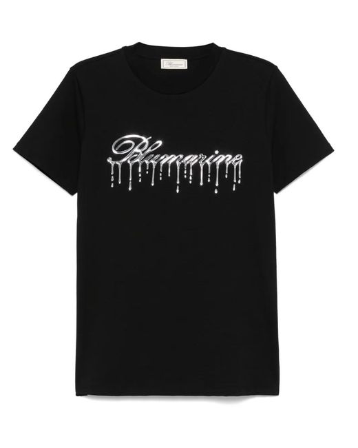 Blumarine Black Raised-Logo T-Shirt