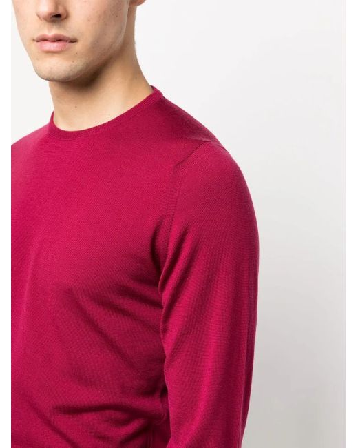 John Smedley Strickpullover Mit Rundem Ausschnitt in Pink für Herren