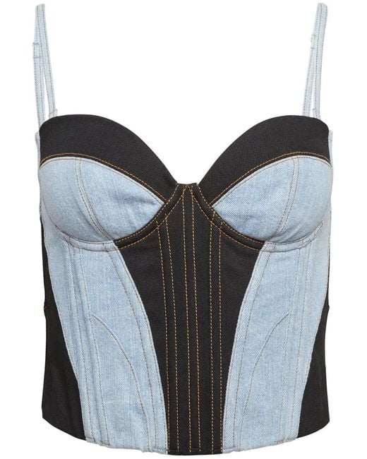 Fleur du Mal Blue Two-Tone Denim Bustier