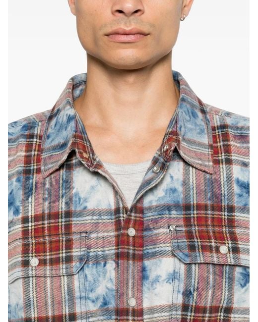 Purple Brand White Bleached-Effect Check-Pattern Shirt for men