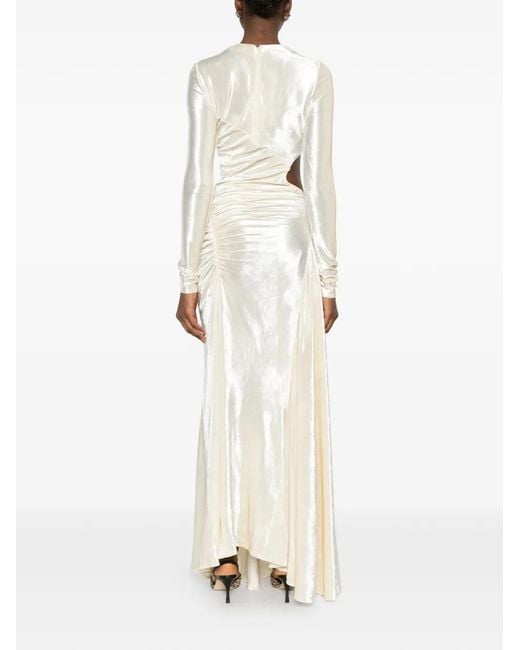 Rabanne White Draped Velvet Gown