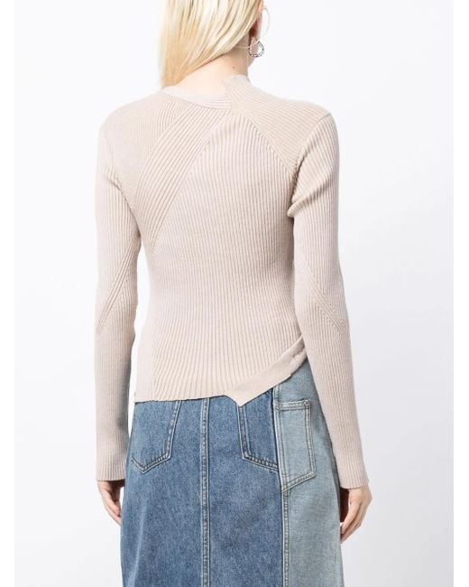 Feng Chen Wang Natural Cut-Out Detailing Ribbed-Knit Jumper
