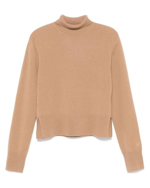 Totême Natural 'Cropped Turtleneck' Turtleneck Sweater