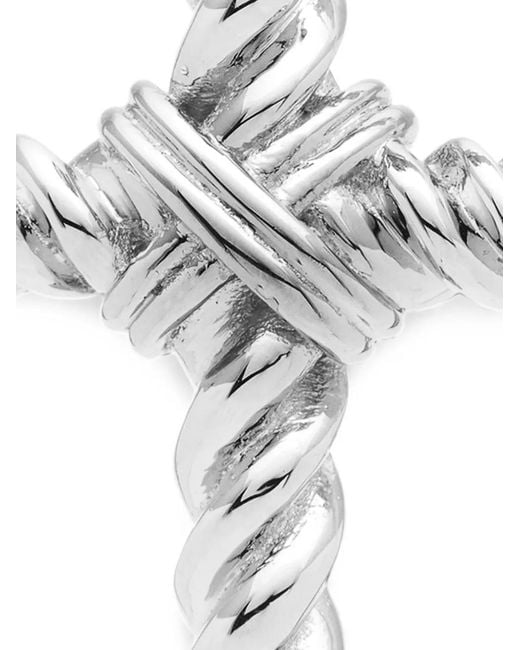 Yoj White Cross-Pendant Hoop Earrings for men