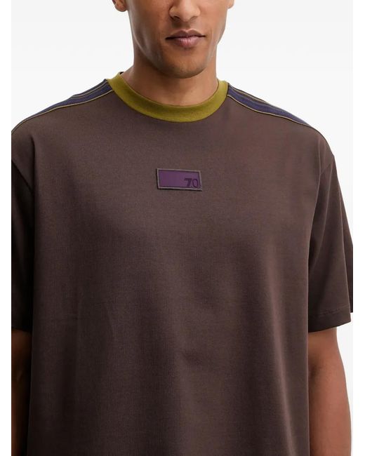 EA7 Brown Contrast-Trim T-Shirt for men