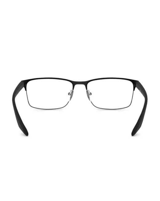 Prada Linea Rossa Black Rectangle-Frame Glasses for men