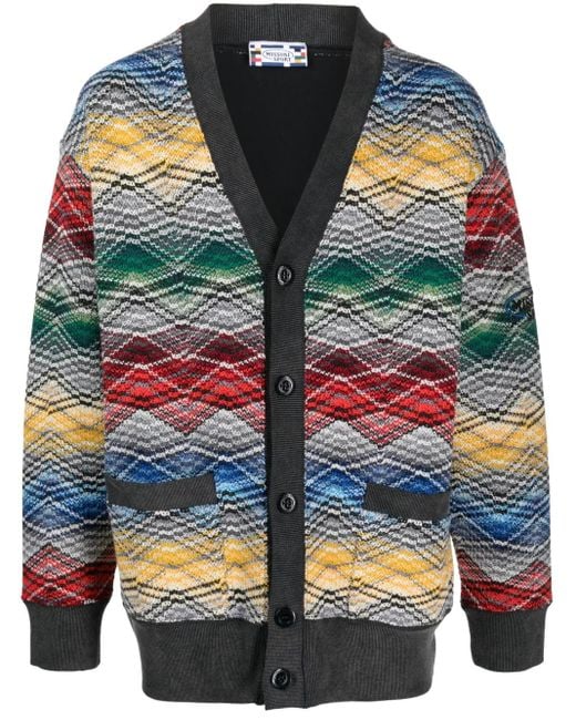 Missoni Gray Zigzag V-Neck Cardigan for men