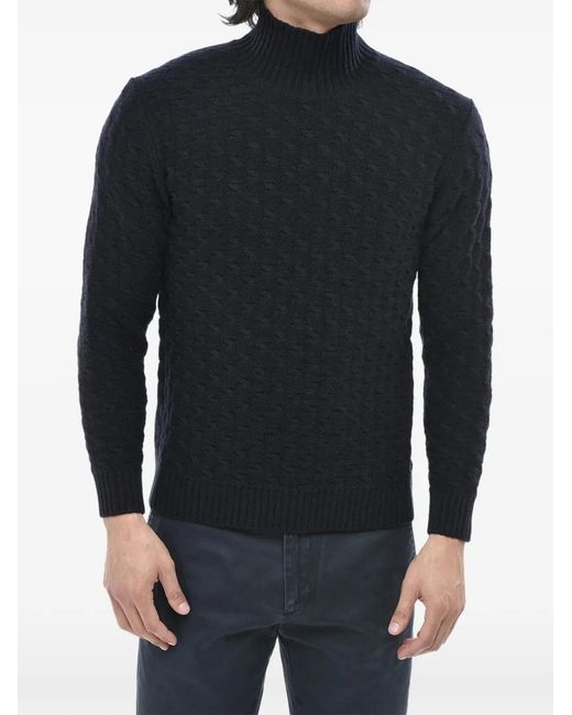 Paolo Pecora Black Cable-Knit Turtleneck Sweater for men
