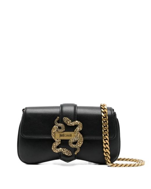 Just Cavalli Black Snake Embellishment Crossbody Bag