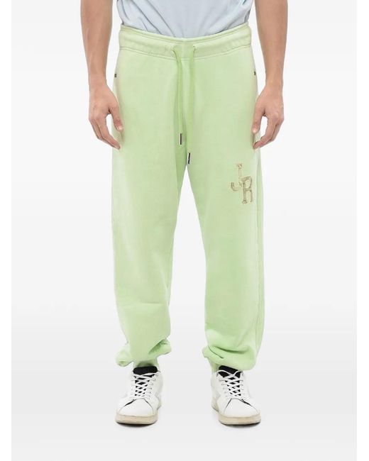 John Richmond Green Embroidered-Logo Track Pants for men