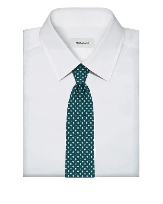 メンズ Ferragamo Golf-patterned Silk Tie Green