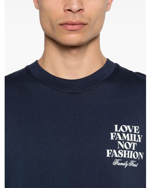 FAMILY FIRST Blue Short-Sleeve Lettering T-Shirt for men