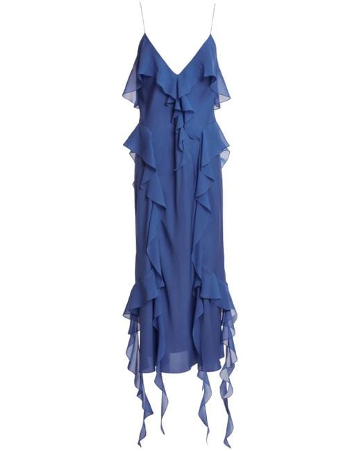 Khaite Blue Pim Silk Dress