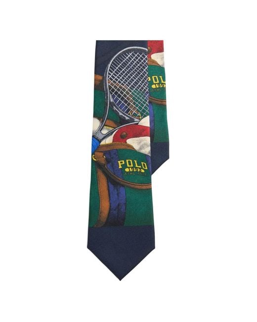Polo Ralph Lauren Blue Tennis-Print Silk Tie for men