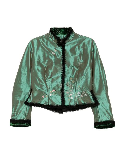 Shiatzy Chen Green Scape-Of-Curve Cropped Jacket