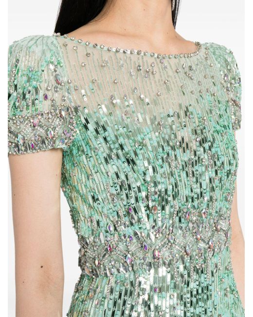 Jenny Packham Green Sungem Sequin-embellished Gown