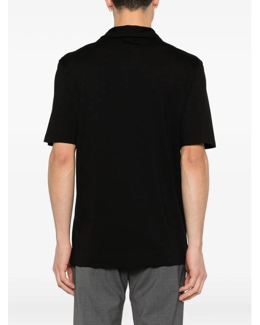 LARDINI ブラック コットン　ショートスリーブポロシャツ ADRER（アドラー） ポロシャツ Compact Short Sleeve Knit Polo