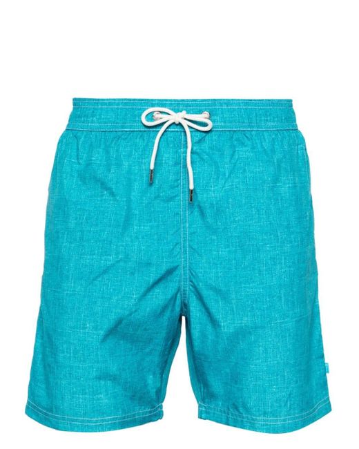 Paul & Shark Blue Shark-charm Textil-print Swim Shorts for men
