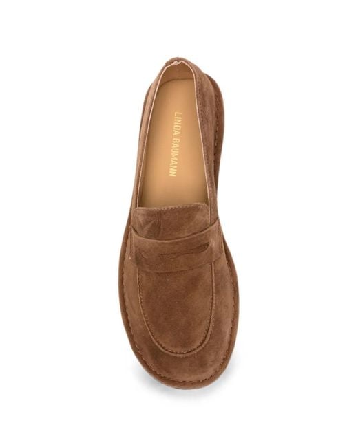 Linda Baumann Brown Suede Penny Loafers
