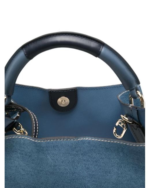 Furla Blue Denim-Panel Tote Bag