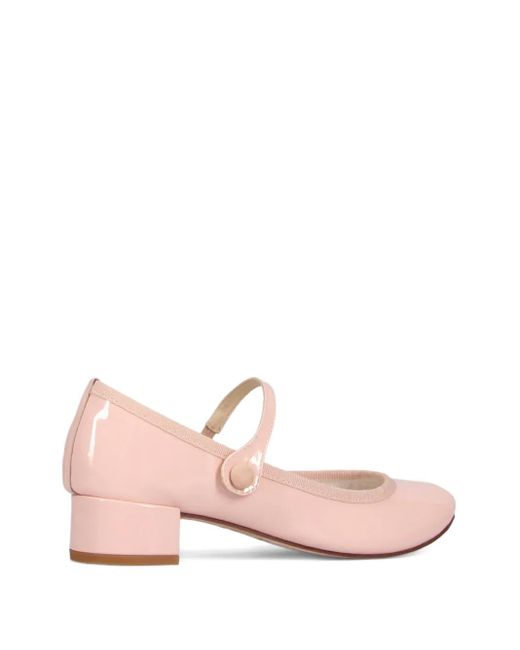 Repetto Pink 30Mm Patent Leather Button-Fastening Heeled Pumps