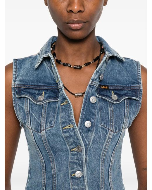 Lois Blue Buttoned Gilet
