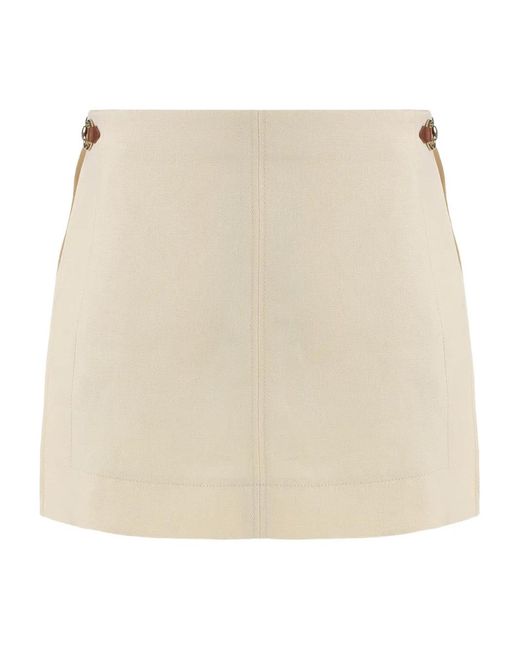 Gucci Natural Trapeze Horsebit Linen Mini Skirt