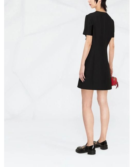 Valentino Garavani Black Bow-Detail A-Line Mini Dress