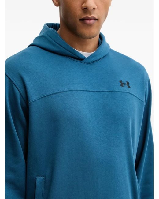 Under Armour Blue Rival Lightweight Logo-Patch Hoodie for men