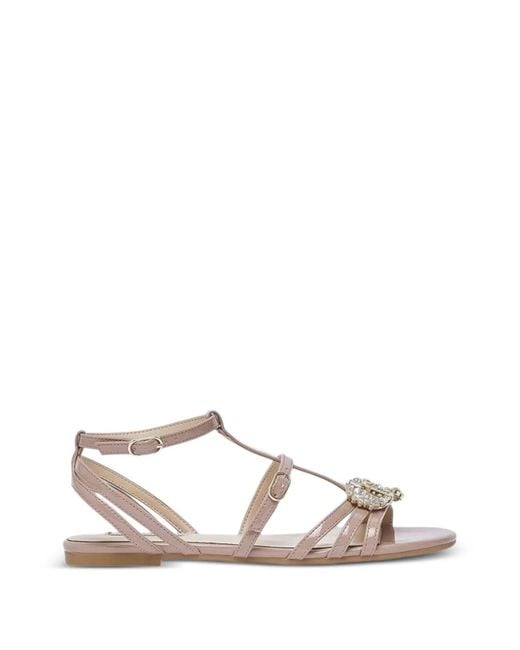 Liu Jo Pink Crystal-Embellished Patent Leather Sandals