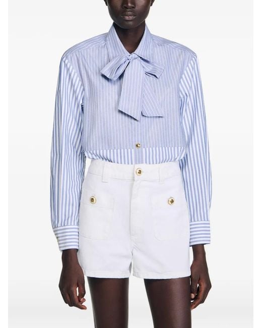 Sandro Blue Striped Shirt With Removable Tie
